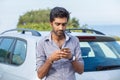 Man calling 911 after an accident Royalty Free Stock Photo