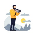 man with camera vector flat minimalistic isolated illustration