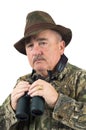 Man in camo with binoculars Royalty Free Stock Photo