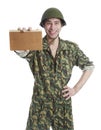 Man in camouflage and helmets Royalty Free Stock Photo