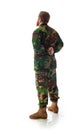 Man in camouflage Russian military adviser in modern times on a white background Royalty Free Stock Photo