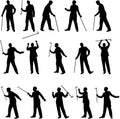 Man with a cane illustrations