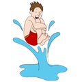 Man Cannonball Jumping Dive Into Water Royalty Free Stock Photo