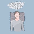 Man cannot sleep insomnia in bed