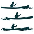 Man in canoe boat side view vector design