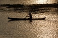 Man in canoe. Kerala backwaters, Royalty Free Stock Photo