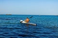Man on a canoe in the sea, Kayaking, Canoeing