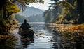 Man Canoeing Down River Royalty Free Stock Photo
