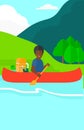 Man canoeing on the river. Royalty Free Stock Photo