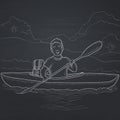 Man canoeing on the river. Royalty Free Stock Photo