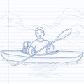 Man canoeing on the river. Royalty Free Stock Photo