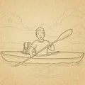 Man canoeing on the river. Royalty Free Stock Photo