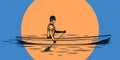 Man canoeing on a river vector illustration Royalty Free Stock Photo