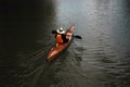 Man canoing on the lake Royalty Free Stock Photo