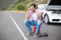 Man after a car breakdown Royalty Free Stock Photo