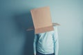 Man with a cardboard box over his head Royalty Free Stock Photo