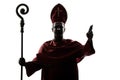 Man cardinal bishop silhouette saluting blessing