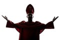 Man cardinal bishop silhouette saluting blessing