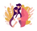 The man carefully embraced the pregnant woman. Husband and wife are expecting a baby, young parents, family support. Flat vector Royalty Free Stock Photo