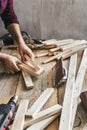Man carpenter working carpentry workshop Royalty Free Stock Photo