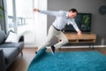 Man Carpet Stumble Accident And Falldown Royalty Free Stock Photo