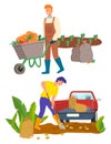 Farming Person on Plantation Transporting Veggies Royalty Free Stock Photo