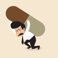 Man carry a big pill Royalty Free Stock Photo