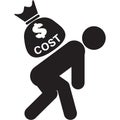 Man carry the costs icon on white background. depression alone is estimated to cost sign. flat style