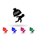 Man carry the costs multi color icon. Simple glyph, flat vector of profit icons for ui and ux, website or mobile application