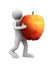 Man carry red apple on white background. Isolated 3D illustration Royalty Free Stock Photo