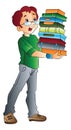 Man Carrying Books, illustration