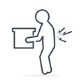 Man carrying box and injured of the back pain icon Royalty Free Stock Photo