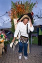 Man carrying flowers