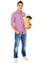 Man carrying grocery bag Royalty Free Stock Photo