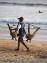 Man selling peanuts on Seminyak Beach Bali Royalty Free Stock Photo