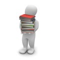 Man carrying high stack of books