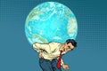 Man carrying planet Earth Royalty Free Stock Photo