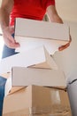 Man Carrying Stack of Moving Boxes Royalty Free Stock Photo