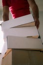 Man Carrying Stack of Moving Boxes Royalty Free Stock Photo