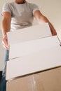 Man Carrying Stack of Moving Boxes Royalty Free Stock Photo