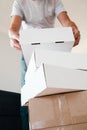 Man Carrying Stack of Moving Boxes Royalty Free Stock Photo