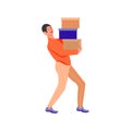 Man carrying stack of boxes