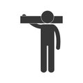 man carrying tool work figure pictogram