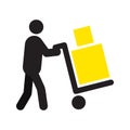 Man carrying two boxes with hand truck silhouette Royalty Free Stock Photo