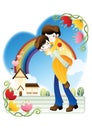 man carrying woman. Vector illustration decorative design