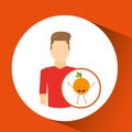 Man with cartoon orange fruit Royalty Free Stock Photo