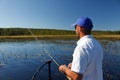 Man Fishing for Largemouth Bass Royalty Free Stock Photo