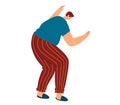 Man in casual clothes dancing, cheerful guy performing dance moves. Joyful dance, rhythmic movement vector illustration.