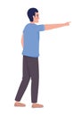 Man in casual clothes showing direction with finger semi flat color vector character Royalty Free Stock Photo