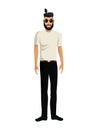 Man casual fashion sunglasses tail hair bearded